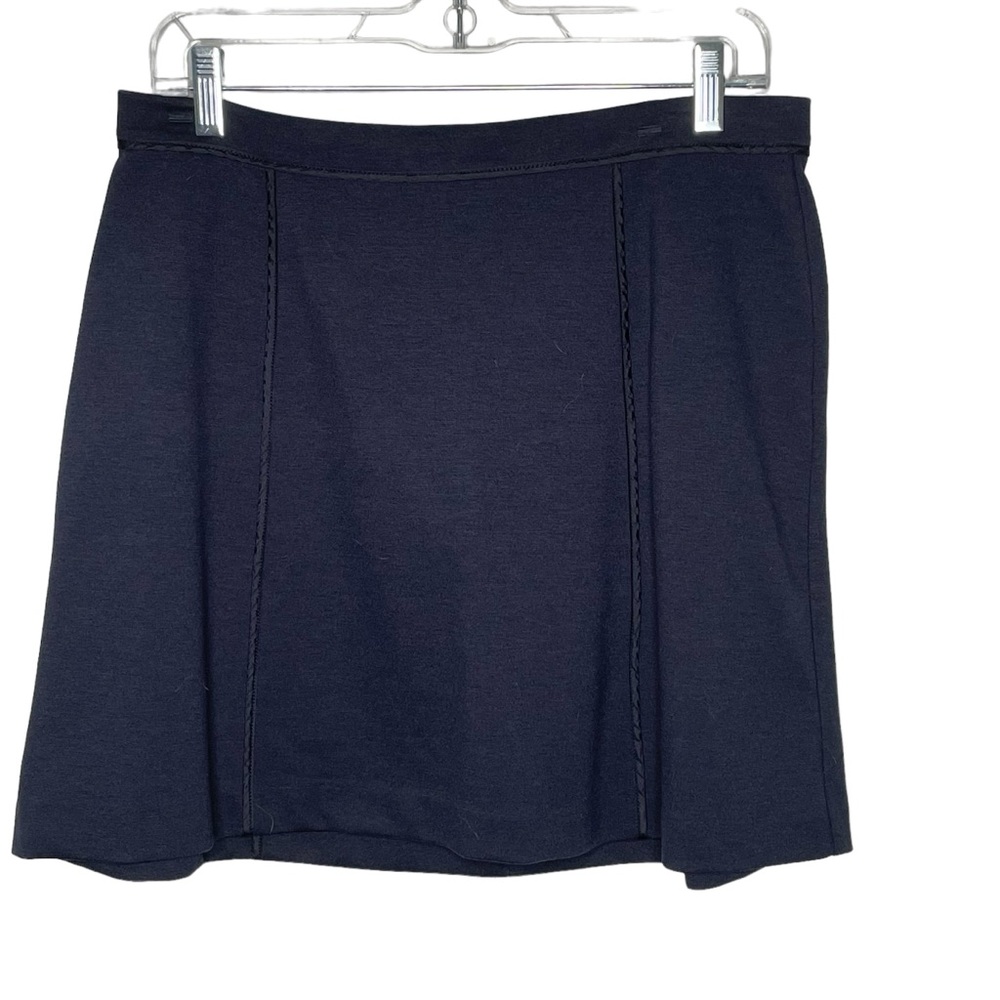 Michael Michael Kors Sz 10 Navy Blue A-Line Exposed Gold Zipper Mini Skirt
